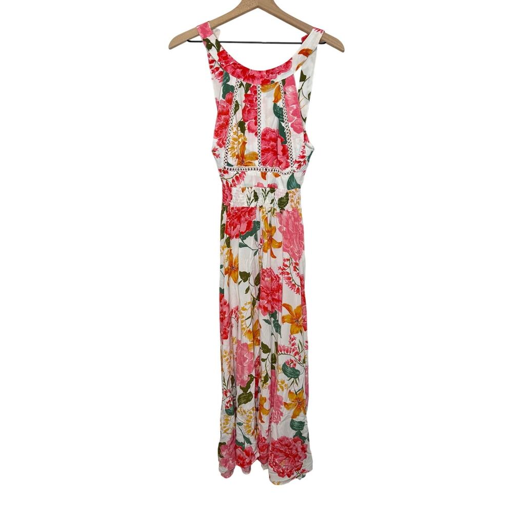 ANTHROPOLOGIE ABEL THE LABEL Charlotte Pink Floral Halter Maxi Dress Medium